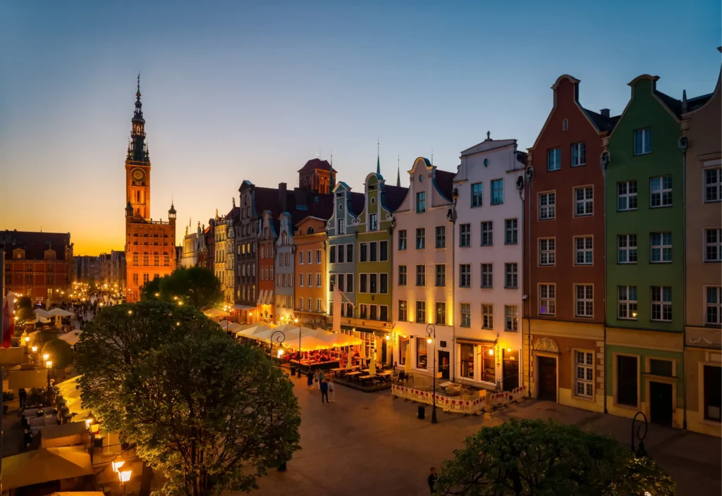 Square Long Market al amanecer en Gdansk